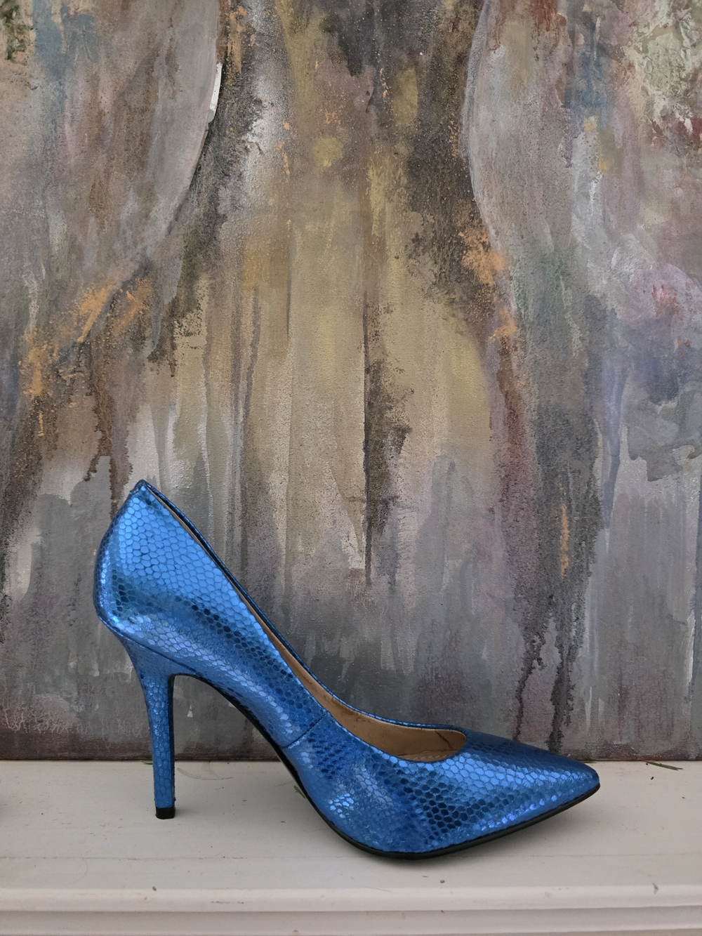 Guess Metallic Cobalt Blue Pointed-Toe Stiletto Pump